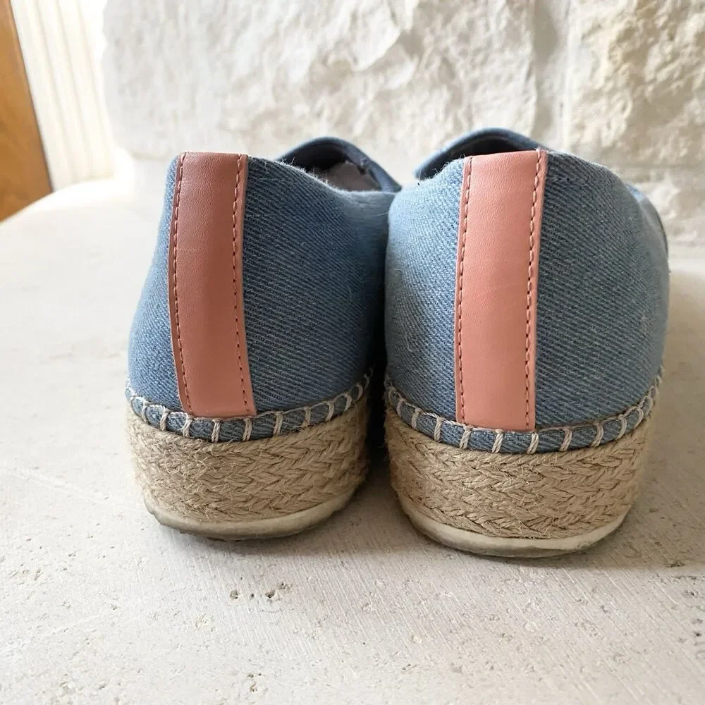 Dr. Scholl's Women's Blue Denim Sunray Platform Espadrilles Loafer Size‎ 8.5